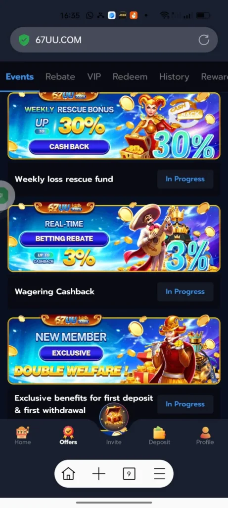 67UU Game Get 30% Cashback